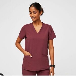 FIGS DARK CHERRY CASMA SCRUB TOP